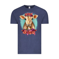 Vintage Denim Floral Cow Vintage Tee - RanaPortraitStore