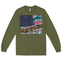 Army Green American Flag Mouse Pad Long Sleeve Tee - CowhideDigitalArt