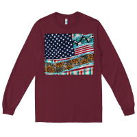 Burgundy American Flag Mouse Pad Long Sleeve Tee - CowhideDigitalArt
