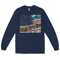 Navy American Flag Mouse Pad Long Sleeve Tee - CowhideDigitalArt