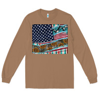 Toasted Coconut American Flag Mouse Pad Long Sleeve Tee - CowhideDigitalArt