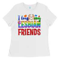 White I Love My Lesbian Friends Ladies Tee - BundleAndBundleShop