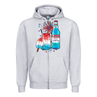Heather Grey th of july drinks, american ice Zipper Hoodie - JahusDesignShop