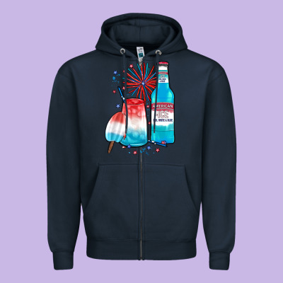 Th Of July Drinks, American Ice Zipper Hoodie Designed By Jahusdesignshop