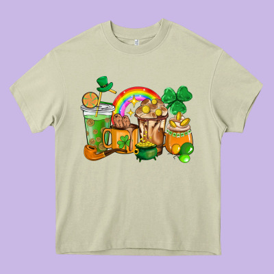St. Patricks Coffee Cups Heavy Core Tee Designed By Howdyjamesfarm