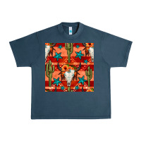 Midnight Navy bull skull cactus seamless pattern Urban Heavy Tee - BundleAndBundleShop