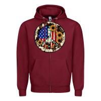 Burgundy Peace sign Zipper Hoodie - JahusDesignShop