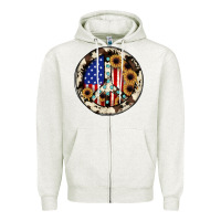 Oatmeal Heather Peace sign Zipper Hoodie - JahusDesignShop