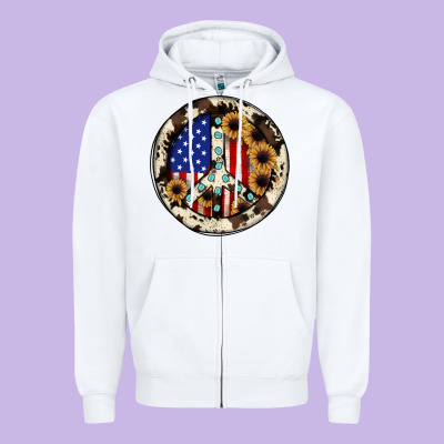 Peace Sign Zipper Hoodie Designed By Jahusdesignshop