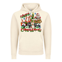 Vintage Artic Merry Christmas  tractor Vintage Hoodie - CowhideDigitalArt