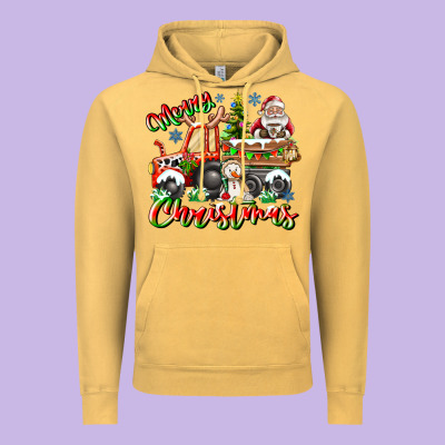 Merry Christmas  Tractor Vintage Hoodie Designed By Cowhidedigitalart