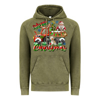 Vintage Olive Merry Christmas  tractor Vintage Hoodie - CowhideDigitalArt