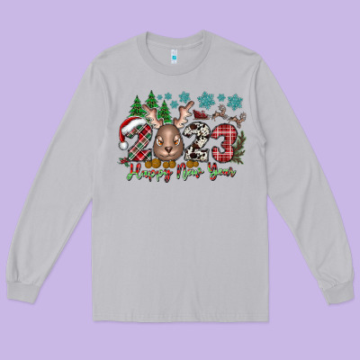 2023 Happy New Year Long Sleeve Tee Designed By Cowhidedigitalart