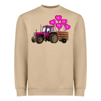 Mushroom valentines day pink tractor with pink heart balloo Heavyweight Sweatshirt - RanaPortraitStore