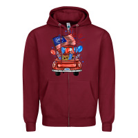 Burgundy farm truck,america flag Zipper Hoodie - JahusDesignShop