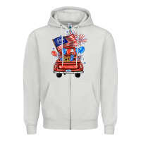 Dove Grey farm truck,america flag Zipper Hoodie - JahusDesignShop