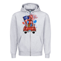 Heather Grey farm truck,america flag Zipper Hoodie - JahusDesignShop