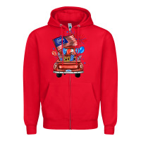 Red farm truck,america flag Zipper Hoodie - JahusDesignShop