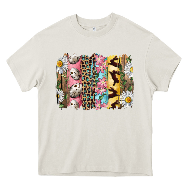 Easter Brushstroke With Quail Eggs Daisy And Bunny Heavy Core Tee by RanaPortraitStore | Teevron