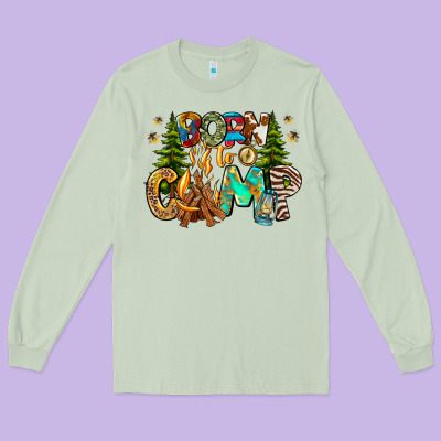 Born To Camp Long Sleeve Tee Designed By Cowhidedigitalart