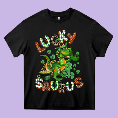 Lucky Saurus Heavy Core Tee Designed By Cowgirlartshop