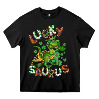 Black Lucky Saurus Heavy Core Tee - CowGirlArtShop