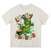 Cream Lucky Saurus Heavy Core Tee - CowGirlArtShop