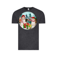 Vintage Black Christmas snowman Vintage Tee - FaDigitalArtStudio