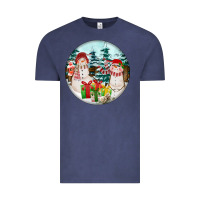 Vintage Denim Christmas snowman Vintage Tee - FaDigitalArtStudio