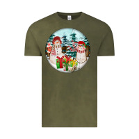 Vintage Olive Christmas snowman Vintage Tee - FaDigitalArtStudio