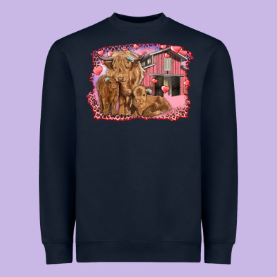 Valentines Day Mama Cow And Baby Cows Heavyweight Sweatshirt Designed By Ranaportraitstore