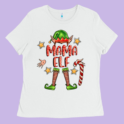 Mama Elf Ladies Tee Designed By Fadigitalartstudio
