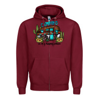 Burgundy camping is my happy place2 Zipper Hoodie - JahusDesignShop