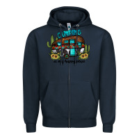 Navy camping is my happy place2 Zipper Hoodie - JahusDesignShop
