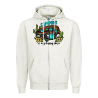 Oatmeal Heather camping is my happy place2 Zipper Hoodie - JahusDesignShop