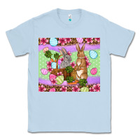 Dusty Blue Easter eggs bunnys basket Classic Tee - OliviaCreatesArt