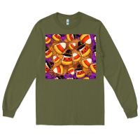 Army Green Candy Pattern Long Sleeve Tee - CowhideDigitalArt