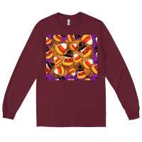 Burgundy Candy Pattern Long Sleeve Tee - CowhideDigitalArt