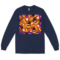 Navy Candy Pattern Long Sleeve Tee - CowhideDigitalArt