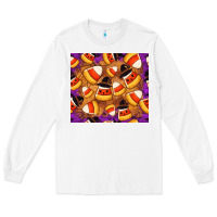 White Candy Pattern Long Sleeve Tee - CowhideDigitalArt