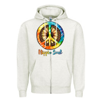 Oatmeal Heather Hippie  Soul Zipper Hoodie - JahusDesignShop