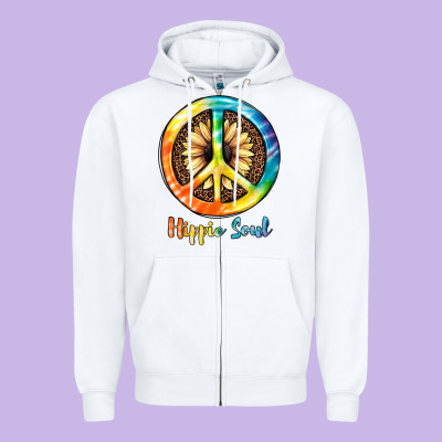 Hippie  Soul Zipper Hoodie Designed By Jahusdesignshop
