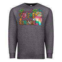 Charcoal Heather iced coffee and sunshine summer Premium Sweatshirt - Jasminsmagicworld