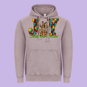 Joy Christmas Rockin Vintage Hoodie Designed By Cowhidedigitalart