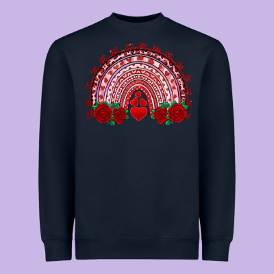 Valentines Day Rainbow With Roses Heavyweight Sweatshirt Designed By Ranaportraitstore