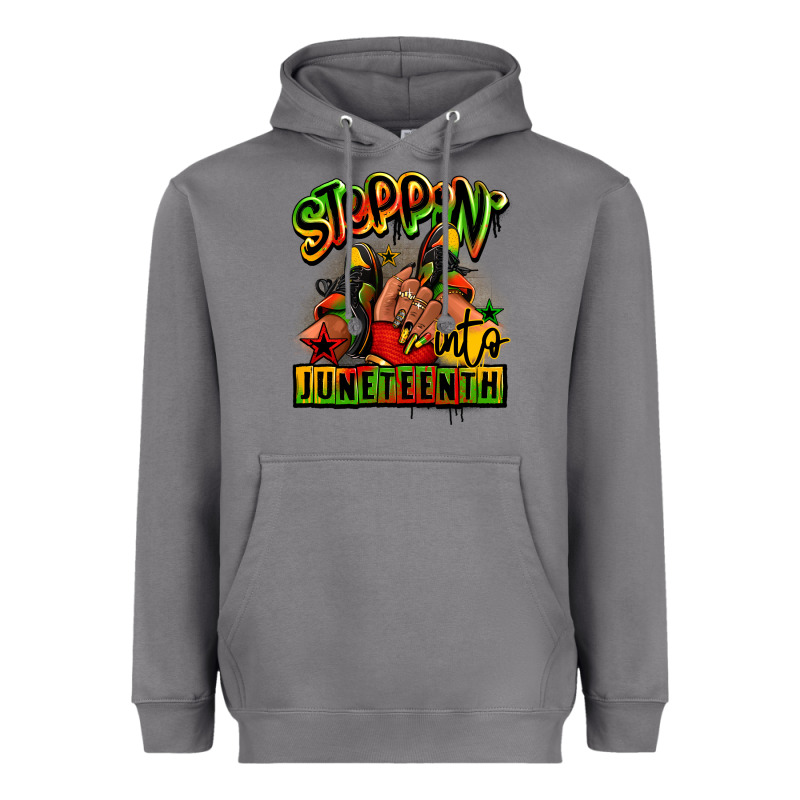 Steppin' Into Juneteenth Black Girl Sneakers Heavyweight Hoodie by RanaPortraitStore | Teevron