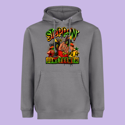 Steppin' Into Juneteenth Black Girl Sneakers Heavyweight Hoodie Designed By Ranaportraitstore