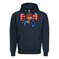 Navy bow Zipper Hoodie - JahusDesignShop