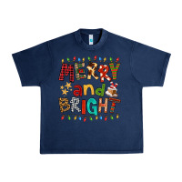 Navy Merry And Bright Urban Heavy Tee - FaDigitalArtStudio