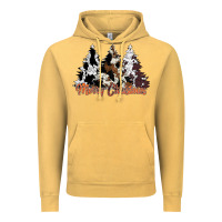 Vintage Mustard merry christmas cowhide trees Vintage Hoodie - CowhideDigitalArt